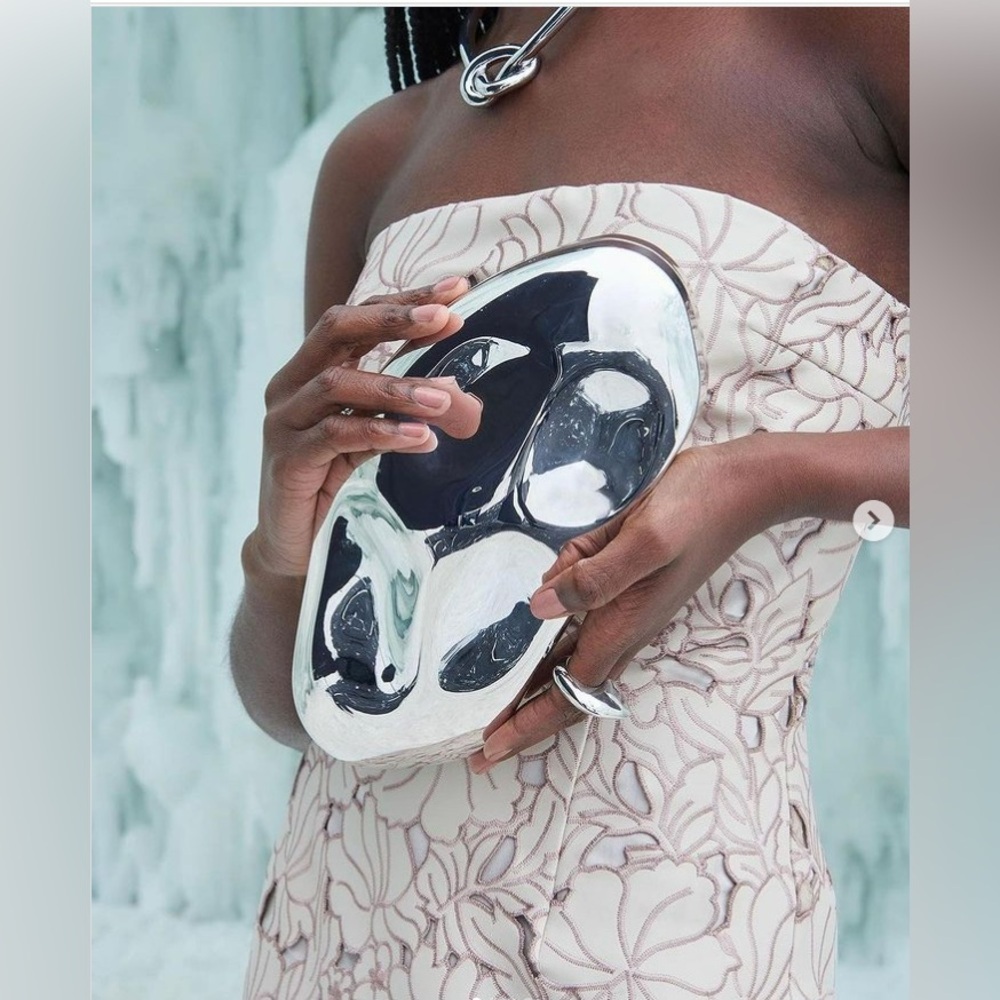 STATEMENT Silver Evening clutch wedding bag